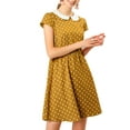 thumbnail image 6 of INSPIRE CHIC Women's Peter Pan Collar Above Knee Hidden Zipper Back a-Line Dress XL Mustard, 6 of 8