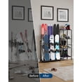 thumbnail image 4 of Ski Storage Rack, 48L×11.8W×46H Heavy Duty Steel Ski Holder for Garage Basement Home, Multipurpose Floor Stand Ski Equipment Organizer for Ski Poles, Goggles, Helmet & More, 4 of 6