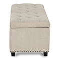 thumbnail image 4 of 24/7 Shop At Home Olive 48 inch Wide Rectangle Lift Top Storage Ottomans in Upholstered Natural Tufted Linen-Like Fabric Large Storage Bench for Bedroom Ottoman Foot Rest, 4 of 5