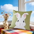 thumbnail image 4 of AuroraX Easter Throw Pillow Covers 18x18 Inch Spring Boho Square Flock Velvet Soft Bunny Rabbits Decorative Pillow Covers Green Outdoor Cushion Case for Couch Sofa Bench, 4 of 6