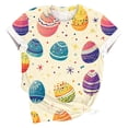 thumbnail image 4 of Pisexur Hauts pour Femmes Blouses Décontractées Élégantes Imprimé de Pâques Manches Courtes Col Rond, Grande Taille Multicolore, 2TG, 4 of 6