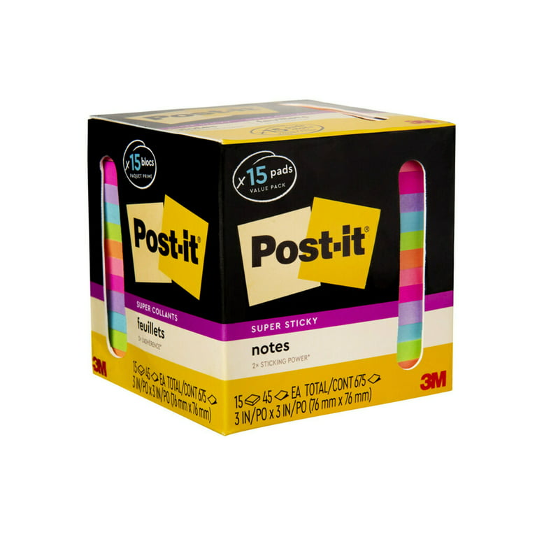 Post-it Super Sticky Notes, Red, White and Blue Pack, 3 x 3, 4