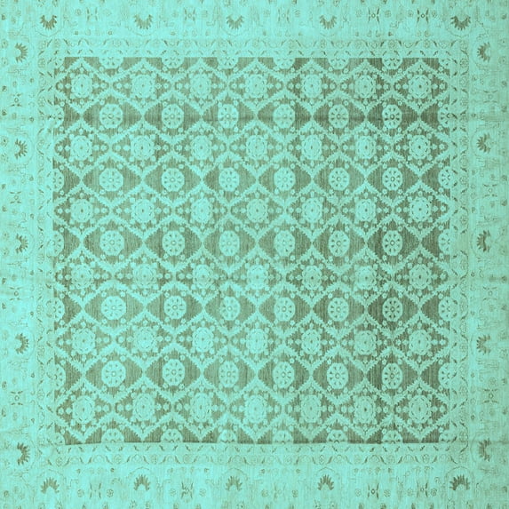 Ahgly Company Indoor Square Oriental Light Blue Traditional Area Rugs, 4' Square