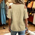 thumbnail image 4 of Neewe Women's 2026 Spring Summer Polk Dot V Neck Short Sleeve Pullover Blouse Off Shoulder T-Shirts, 4 of 6