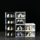 thumbnail image 4 of 4 cajas de zapatos desmontables, transparentes, apilables y de plástico, organizador de zapatos a prueba de polvo para el hogar y el dormitorio (tamaño grande, blanco)., 4 of 5