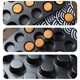 thumbnail image 3 of Molde antiadherente para 24 mini muffins con asas extendidas para un agarre fácil, de acero al carbono para una cocción uniforme, apto para lavavajillas (negro), 3 of 5