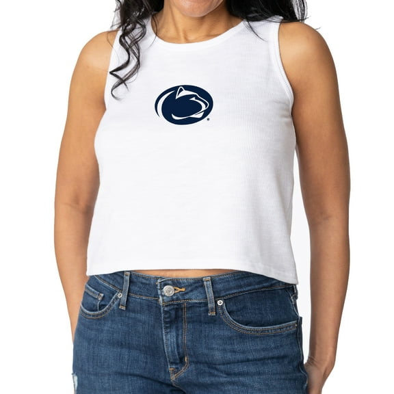 Women's White Penn State Nittany Lions Brie Sandwash Tri-Blend Cropped Tank Top