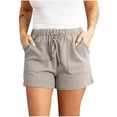 thumbnail image 3 of Simua Women's Casual Shorts Solid Color Elastic Waist Drawstring Pockets Shorts Yoga Workout Shorts, 3 of 7
