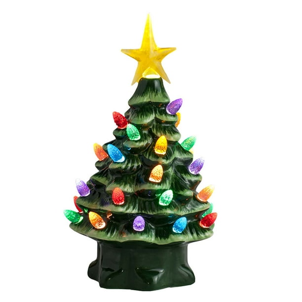7" Indoor / Outdoor BatteryOperated Lighted Ceramic Christmas Tree