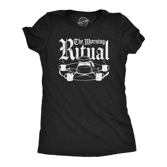 Womens The Morning Ritual T Shirt Funny Caffeine Lovers Coffee Mug Pentagram Tee for Ladies Womens Graphic Tees