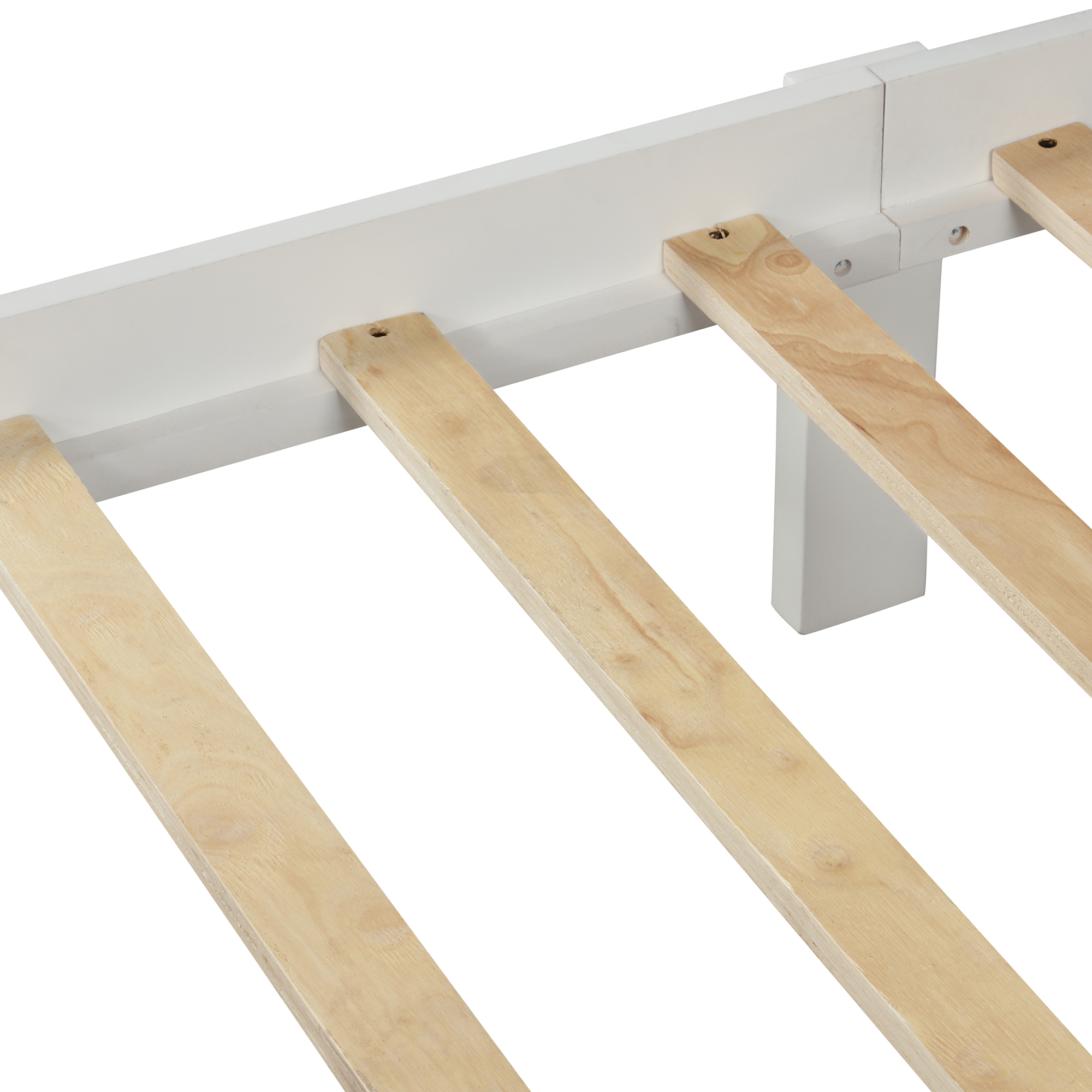 Gewnee Wood Full Size Platform Bed Frame with Headboard and Footboard for Kids,Teens,Adults,White