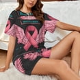 thumbnail image 4 of Balery Ribbon With Angel Wings Conjunto de Pijama para Mujer con Estampado, Dos Piezas de Manga Corta y Shorts, Ropa de Dormir Suave con Cuello Redondo y Bolsillos-X-Large, 4 of 6