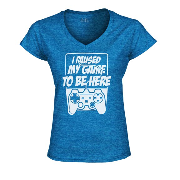S4E Women's I Paused My Game to Be Here Slim Fit V-Neck T-Shirt X-Large Royal Blue