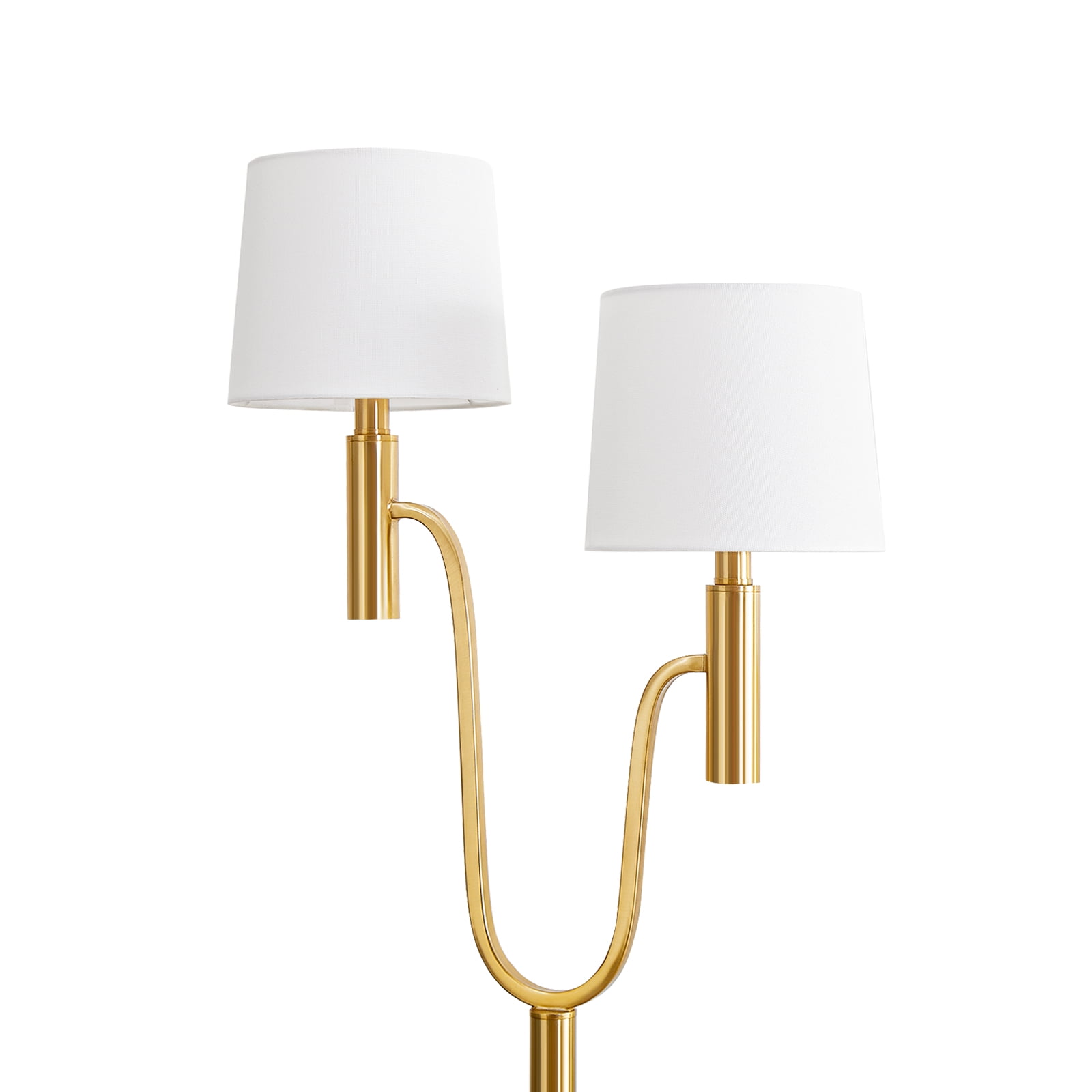 NATYSWAN marble base dual head floor lamp with 2 9W LED bulbs and pedal switch, modern light luxury style, suitable for living room and bedroom