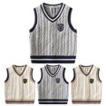 thumbnail image 7 of Enyan Baby Boys Girls Sweater Vest School Uniform V Neck Comfort Knitted Sleeveless Pullover Sweater Vest(White,5-6 Years), 7 of 7
