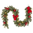 thumbnail image 1 of 6 FT Pre-Lit Artificial Christmas Garland,Christmas Garland with 20 LED Lights,Winter Wreaths with Pine Cones for Home Front Mantle Door Christmas Party Garden Indoor Outdoor Decoration Red 1, 1 of 7