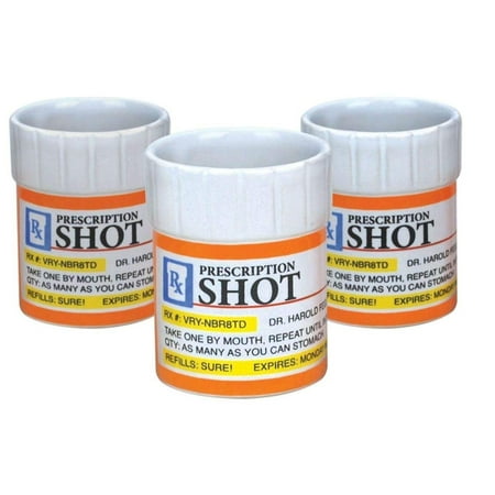 BigMouth Inc Prescription Pill Bottle Shaped Shot Glass Set, 3-Pack, Perfect Funny Gag Gift, Set of 3 shot glasses By Big Mouth Toys