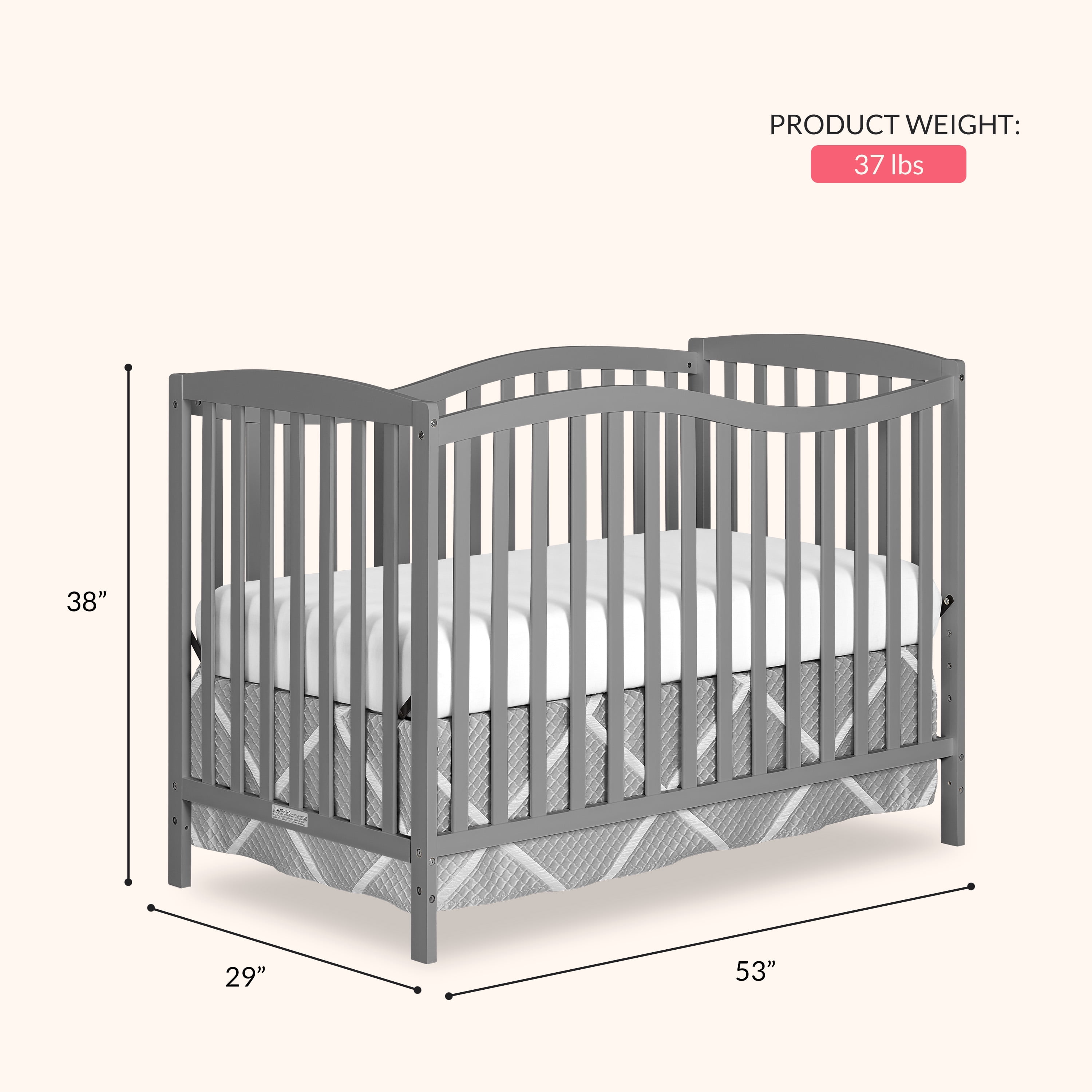 Dream On Me Chelsea 5-in-1 Convertible Crib Steel Grey