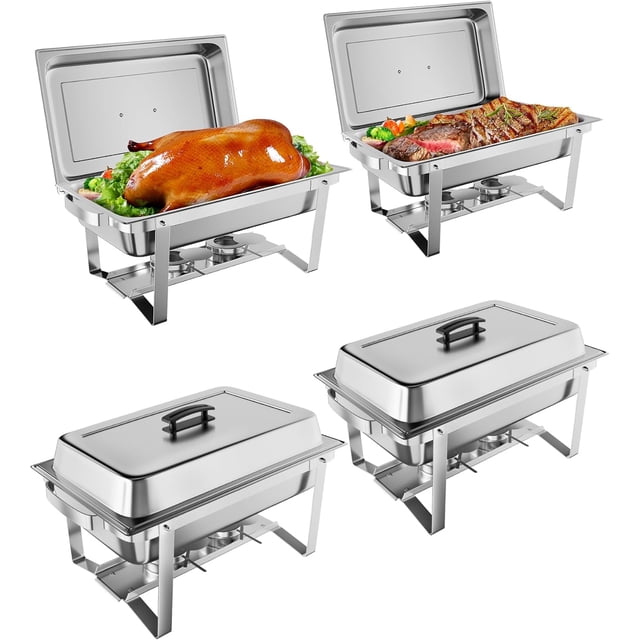 8QT Chafing Dish Buffet Set 2 Pack,Rectangular Stainless Steel Food Warmer with Water Pan, Chafing Fuel Holder for Party Catering