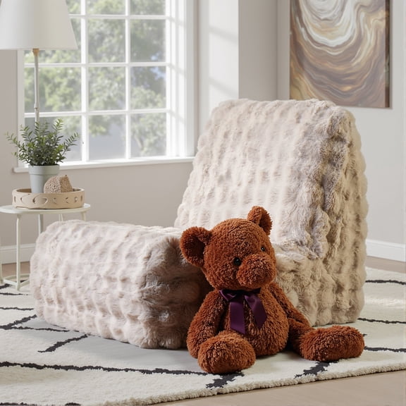 XIZZI Togo Sofa Bean Bag Chair, Oversized Plush Faux Fur Lounge Chair, Fluffy Lazy Sofa Chair Accent Floor Chair for Living Room Bedroom, No Assembly Required,Beige