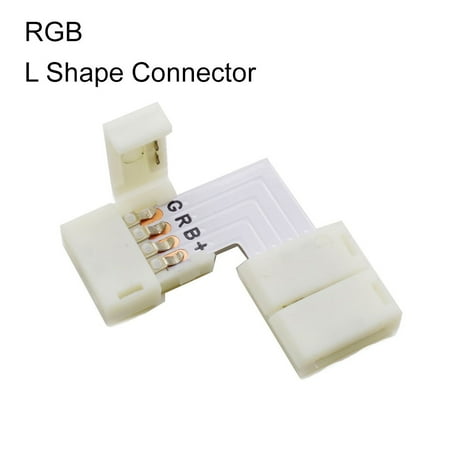 Rgb Input 15 Pin - LED4Everything (TM) 10 Pcs RGB LED Strip L Shape Angle Connector 10 mm Adapter For 5050 5630 multicolor LED Strip Solderless 4-Pin connectors white color clip