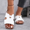 thumbnail image 5 of Summer Sandals, Wide Width Shoes for Women, Dressy Flat Sandals for Women, Womens Slingback Sandals, Peep Toe Low Block Heel Sandals for Women, Leather Insole Comfort Sandals, White 8.5, 5 of 7
