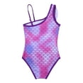thumbnail image 4 of MSemis Kids Girls One-Shoulder Fish Scales Printed Ruffle Swimsuit, 4 of 5