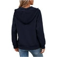 thumbnail image 3 of Women's Velvet Sweatshirts Winter Long Sleeve Quarter Zipper Hoodies Soft Warm Thickened Sweatshirt with Side Pockets Navy XL, 3 of 8