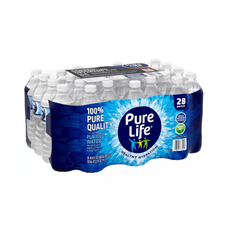 Pure Life Purified Water 16.9 oz Bottles, 28 pk with Recyclable