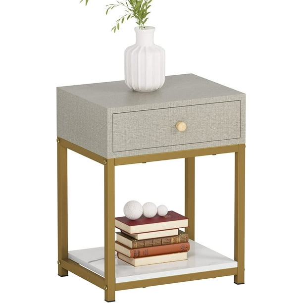 SOGES Small Bedside Table with Drawer, Drawer End Table with Storage