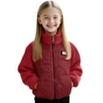 thumbnail image 2 of BRGZLK Girls Winter Coats Zipper Thickened Hoodless Light Thin Casual Sports Warm Fashion Long Sleeved Padded Coat for Girls Boys Red 11-12 Years, 2 of 5