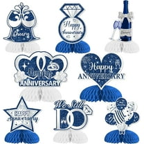 8Pcs Navy Blue Happy Anniversary Honeycomb Centerpieces, 8-inch & 6-inch, Wedding & Anniversary Table Decorations, We Still Do