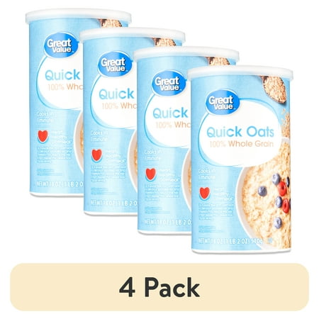 (4 pack) Great Value Instant Oats Tube, 18 oz