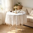 thumbnail image 4 of Linen Blend Square Tablecloth, Lace Edge Dining Table Cover, Wrinkle Resistant Washable Fabric for Everyday Kitchen Patio Wedding Decor, 4 of 6