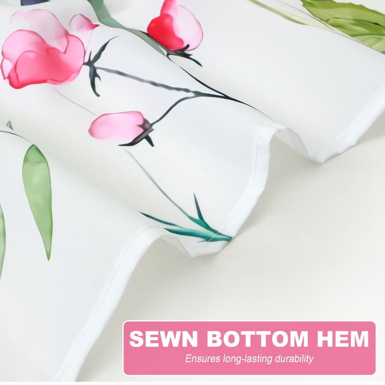 Floral Fabric Shower Curtain with Watercolor Design photo 6