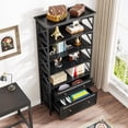 thumbnail image 3 of Black 2 Drawer File Cabinet with Bookshelf Tall Vertical Filling Cabinet for Letter/Legal/A4 Size File, 3 of 6