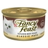 Purina Fancy Feast Tender Beef Feast Classic Grain Free Wet Cat Food Pate, 3 oz.