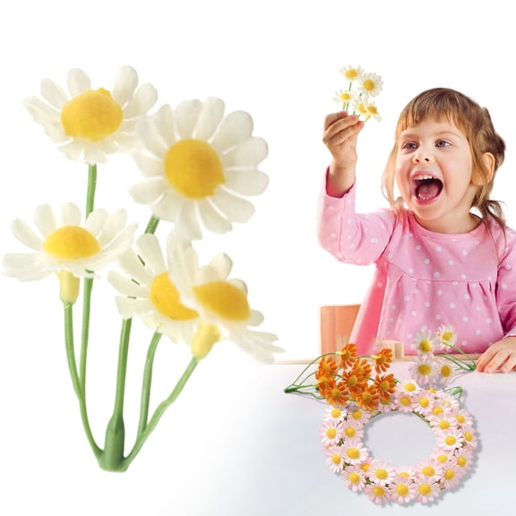 1 Bundles Mini Artificial Daisies Small Daisy Flowers Fake Spring Flowers Decorative Faux Flowers with Stems Home Decorations White