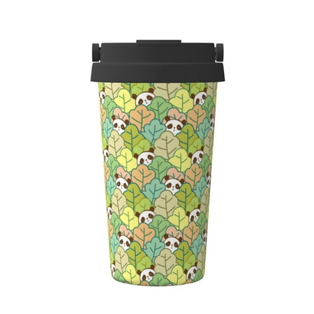 

Hirioo Cartoon Panda And Leaf for Coffee Travel Mug Insulated Coffee Mug with Lid