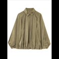 thumbnail image 3 of Chaqueta Acolchada para Mujer, Estilo Urbano, Holgada, Informal, con Mangas Murciélago, Solapa, Plisada y Cremallera. Verde M, 3 of 10