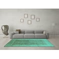 thumbnail image 3 of Ahgly Company Indoor Square Oriental Turquoise Blue Traditional Area Rugs, 3' Square, 3 of 4