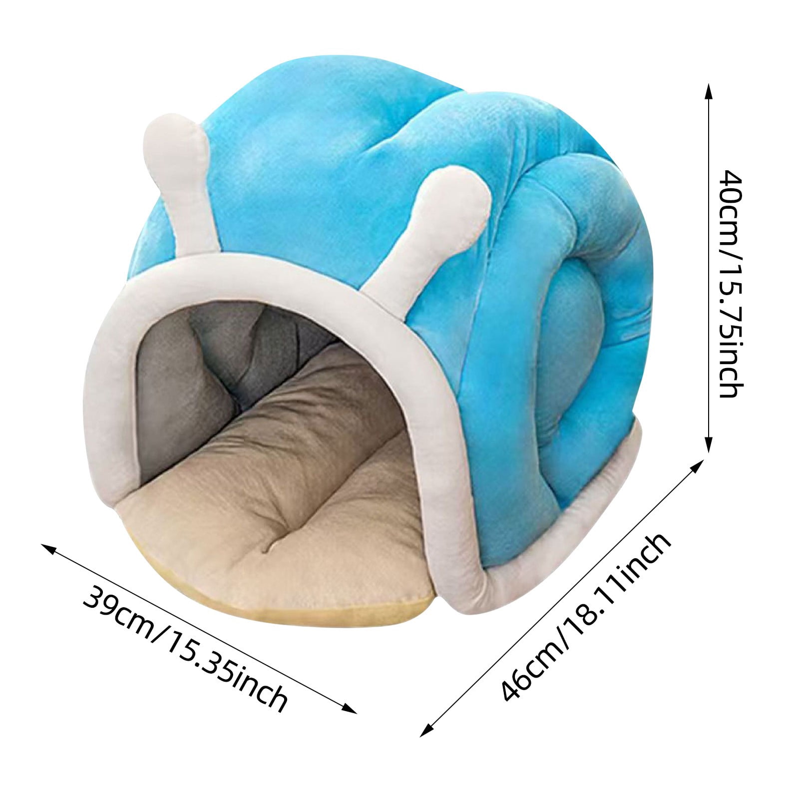Cat Bed Cave Enclosed Snail Shape - Warm Cozy Hideaway for Indoor Cats, Small Dogs & Kittens, Winter Covered Bed Non- Bottom