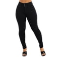 thumbnail image 4 of Moda Xpress Women's Junior Butt Lifting Mid Rise Stretchy Black Skinny Jeans 10524A, 4 of 6