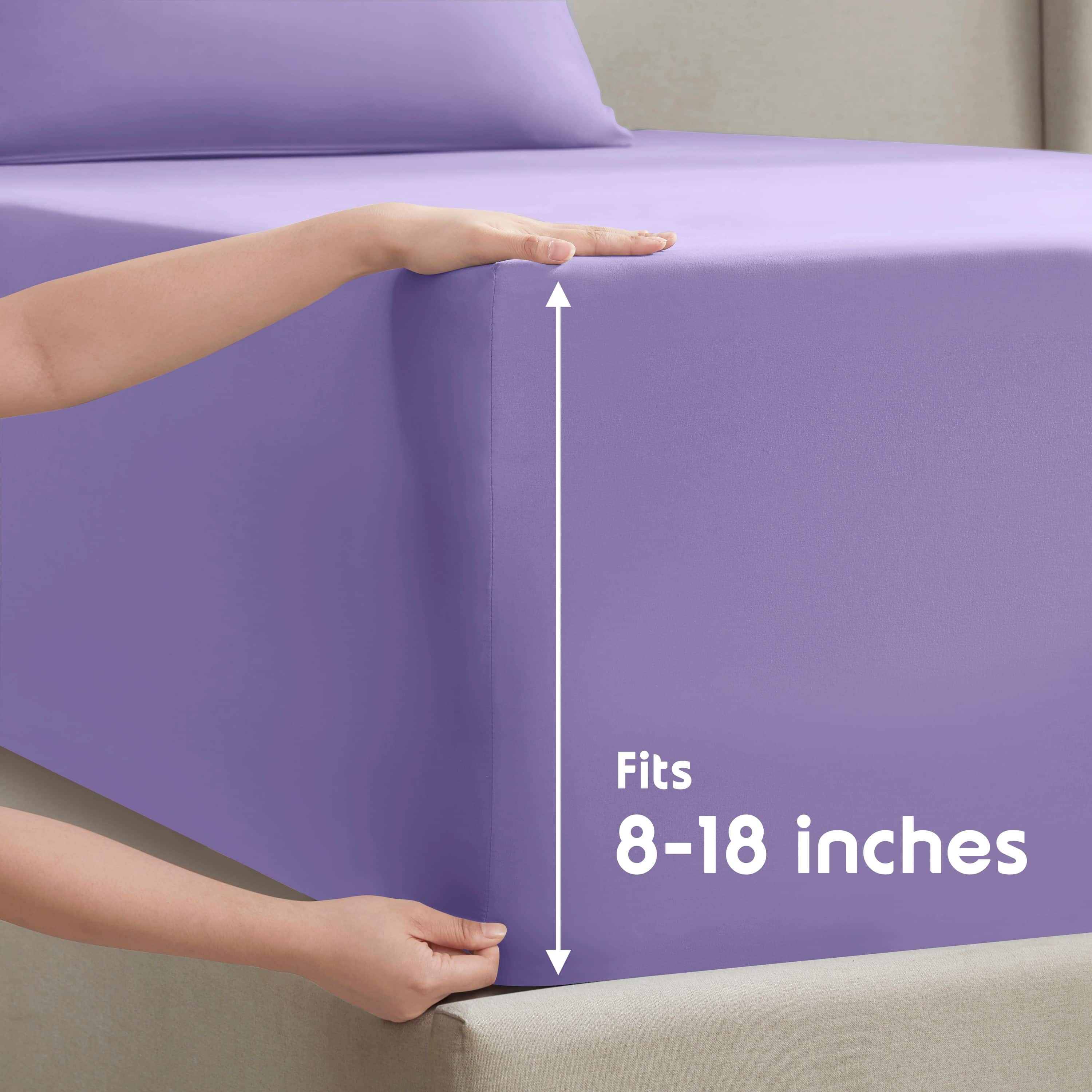 Lammaloe Twin Sheets Set, Hotel Style Deep Pocket 3 Piece Bed Sheets, Soft Microfiber Kids Bedding Set, Lavender
