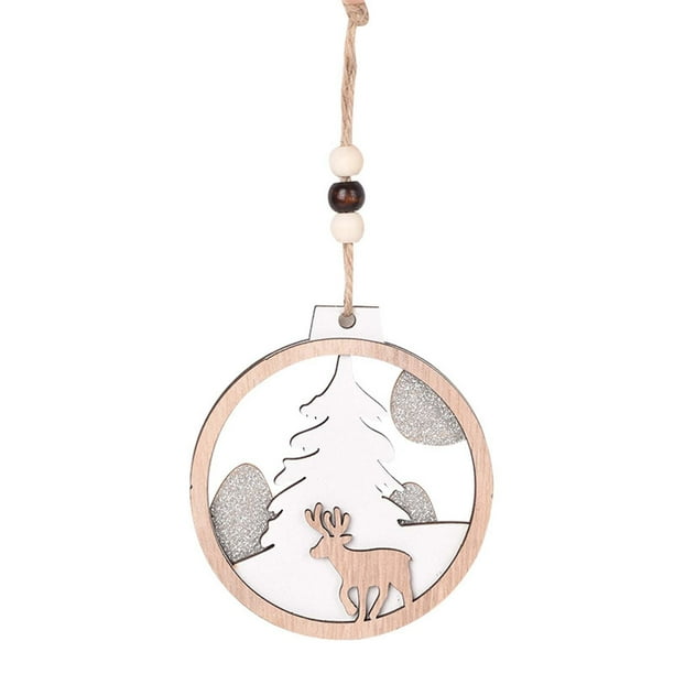 Xihbxyly Colgante de Árbol de Navidad, Diseño de Madera Tallada a Mano, Decoración Festiva, Decoración para Sala de Estar y Oficina, Perfecto para Árbol de Navidad, Tamaño 11,5 X 9 Cm, Juego de 1 Pie