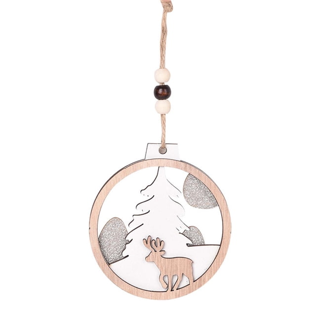 Fiudx Colgante de Árbol de Navidad, Diseño de Madera Tallada a Mano, Decoración Festiva, Decoración para Sala de Estar y Oficina, Perfecto para Árbol de Navidad, Tamaño 11,5 X 9 Cm, Juego de 1 Pieza