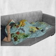 thumbnail image 5 of Wanderlust Soft Flannel Fleece Blanket, Animal Map of the World for Children Kids Cartoon Mountains Forests, Cozy Plush for Indoor and Outdoor Use, 50" x 70", Pale Blue Yellow Green, by Ambesonne, 5 of 5