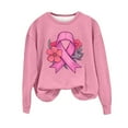 thumbnail image 2 of Kilaqueen Breast Cancer Awareness Sweatshirt Women Crewneck Long Sleeve Pink Ribbon Graphic Print Tee Shirts Plus Size Casual Loose Fit Inspirational Pullover Tops, 2 of 4