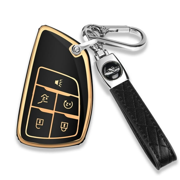 for Chevy Key Fob Cover with Keychain Soft TPU Protection Case Compatible with 2021-2026 Chevy Equinox Blazer Tahoe Suburban GMC Yukon Denali Silverado 5-Buttons