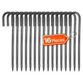 thumbnail image 1 of VEVOR 12-Inch 16 Pack Rebar Stakes Heavy Duty J Hook Galvanized Steel Ground Anchors, 1 of 9